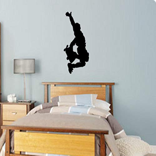 Silueta de patineta Cool Wall Decal Juego de Patinaje Jugador Guapo Diseño de Arte Etiqueta de la Pared Familia Deportes Serie Decoración 42X83 cm