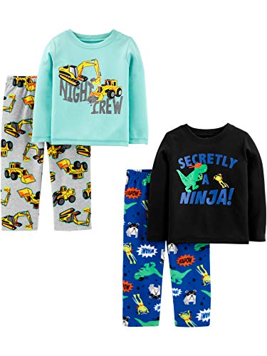 Simple Joys by Carter's 4-Piece Polyester Pajamas Sets, Ninja/Construction, 4T