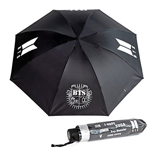 Skisneostype - Parasol Plegable para nios, Resistente al Viento, Compacto, Plegable, para Viaje, Parasol, Tres Pliegues, Peso Ligero Black 2