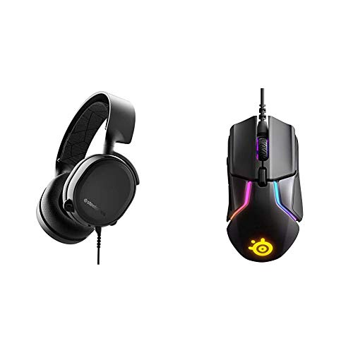 SteelSeries Arctis 3 - Auriculares de Juego Multiplataforma para PC, Playstation 4, Xbox One + Rival 600, Ratón para Juegos, Sensor óptico Dual TrueMove3+, Distancia de elevación 0.05