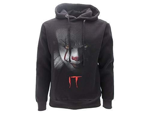 Sudadera con Capucha Negra IT Clown Payaso Cara Sonreír Oficial Stephen King Película 2017 Face Smile (XXL - Extra Extra Large)