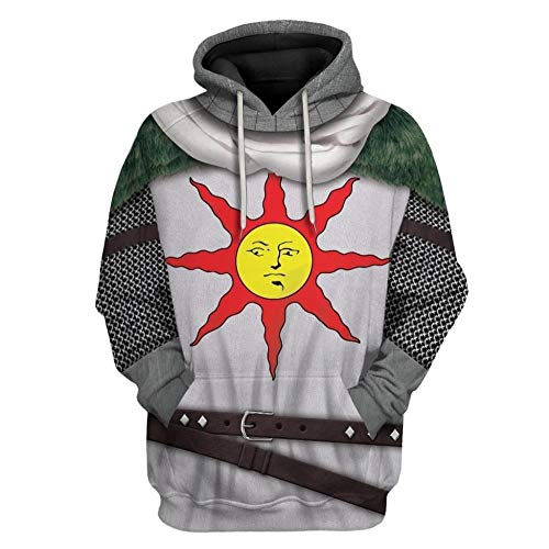 Sudaderas con Capucha,Anime Dark Souls Sudadera con Estampado 3D Moda Adolescente Jersey con Capucha Casual Unisex para Hombre Tops Blanco L