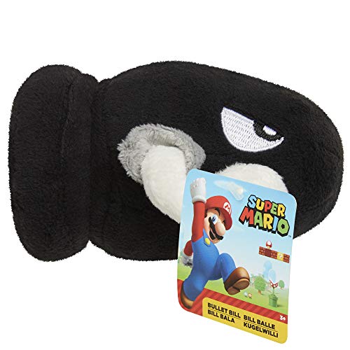 Super Mario Bullet Bill - Figura Coleccionable de Peluche, 15,2 cm, Color Negro