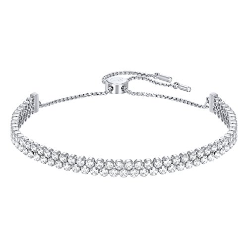 Swarovski Pulsera Subtle, Blanco, Baño de Rodio