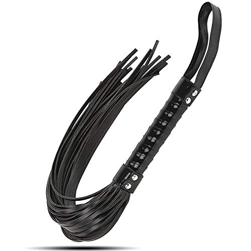 SZMYLED Juguetes de Pareja Premium Flogger Erotic Whip SM Juegos sexuales para Adultos Cuero Negro - asa Trenzada