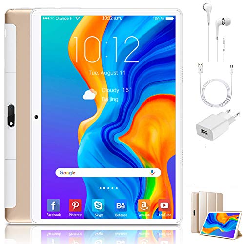 Tablet 10 Pulgadas 4 GB RAM 64GB/128GB ROM Android 9.0 Ultrar-Rápido Tablets 4G Dual SIM / WiFi 8000mAh Batería Quad Core (GPS, Bluetooth, Netfilix,Type-C) - Certificación Google GMS