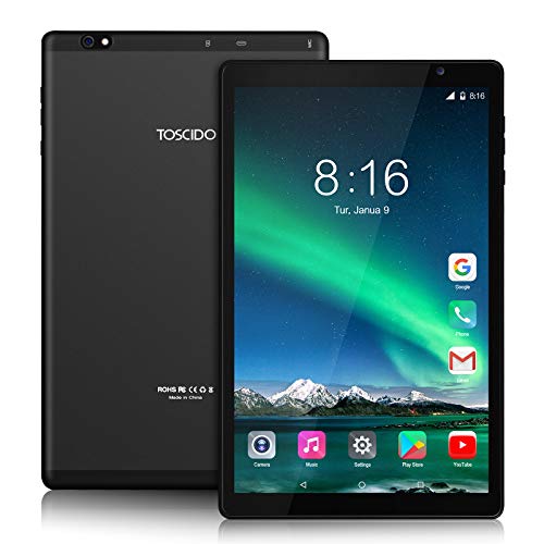 Tablet 10 Pulgadas TOSCIDO 1920*1200 IPS HD - Android 10.0,4GB RAM,64GB ROM,Octa Core 1.6GHz CPU de Alta Velocidad,5G WiFi,Bluetooth 5.0 -Negro