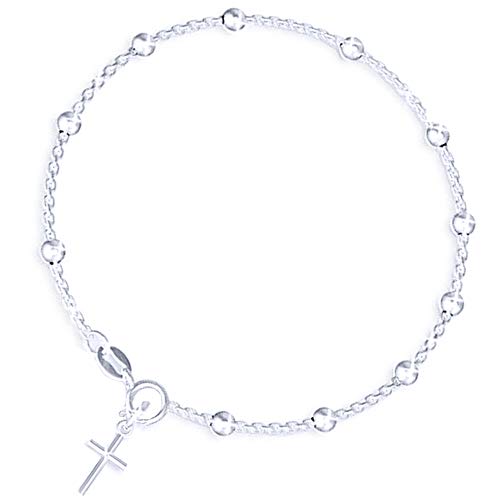 Taipan Pulseras Mujer 925 Plata Original - Este Pulsera de Moda Viene con una Caja y Hecha en Italia/Utilizado Como Regalos Originales Para Mujer Madre Novia/Pulseras Plata Mujer Con Rosario Pequeño