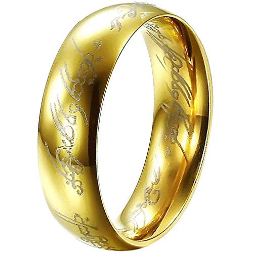 taPfPmFD Joyas Hombres Mujeres Lord The Rings Chapado en Oro de Titanio 18k Parejas de Amor Compromiso Alianzas de Boda