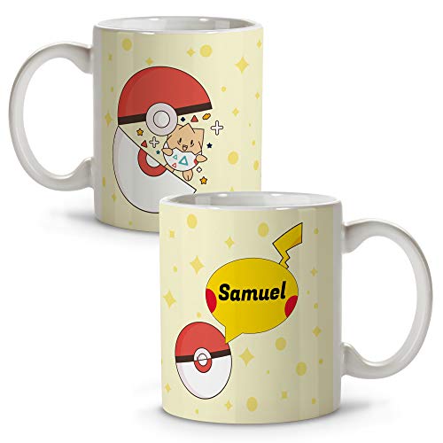 Taza Pokemon Personalizada con Nombre/Texto. Regalos Frikis Personalizados. Tazas Personalizadas de Cerámica. Varios Diseños y Colores de Interior. Pokemon