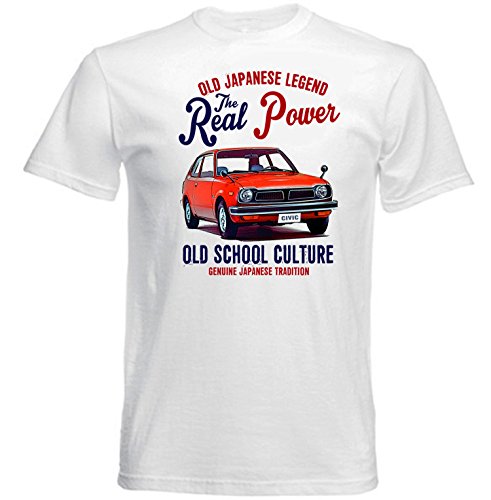 TEESANDENGINES Honda Civic 1975 Camiseta Blanca para Hombre de Algodon Size Medium