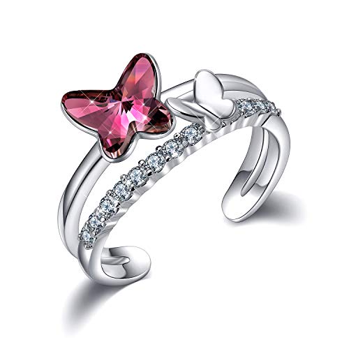 TOJEAN Anillos Mujer Mariposa con cristal de Swarovski, Joyeria Mujer, Regalos Mujer