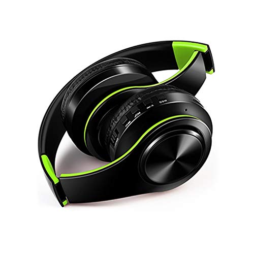 TSAUTOP Newest Tarjeta inalámbrica Bluetooth for Auriculares Stereo Headset Manos Libres de Música de la Ayuda SD con el Mic for iPad móvil (Color : Black Green)