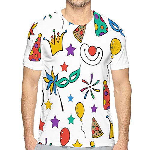 Tshirt Funny Outdoor Fishing tee for Guys Hand Drawn Funny Party Happy Birthday Pizza Bal