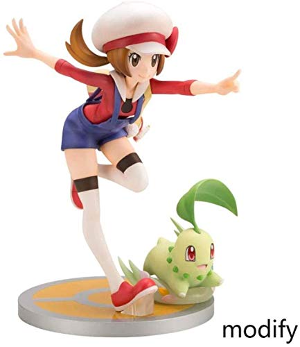 UanPlee-SC Personajes de Anime HeartGold y SoulSilver: Lyra con Chikorita - Figura de PVC de 7.1 Pulgadas JH281