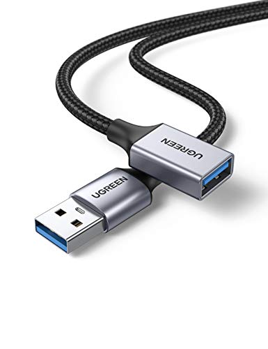 UGREEN Cable Alargador USB 3.0 Cable Extension USB Tipo A Macho a Hembra Extensor 5 Gbps para Ordernador, Disco Duro Externo, Impresora, Ratón, Teclado, Hub, Pendrive, Mando de PS3, VR Gafas, 1 Metro