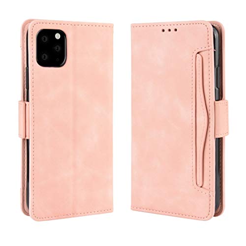 un known Reemplazo extraíble Estilo de la Carpeta sensación de la Piel del Becerro del Cuero del patrón del iPhone for el 11 Pro, con Tarjeta separada de Accesorios Slot (Color : Pink)