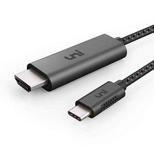 uni Cable USB C a HDMI [4K@60Hz], Cable USB tipo C a HDMI [Compatible con Thunderbolt 3] para MacBook Pro 2019/2018/2017, MacBook Air/iPad Pro 2018, Surface Book 2, Samsung S10 y más-Gris-Los 6ft/1.8m