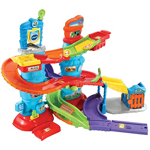 VTech - Tut Tut Bólidos Central de policía, Playset interactivo con diferentes tramos y niveles de pistas, incluye un coche de policía y otro de los ladrones, multicolor (3480-512922)