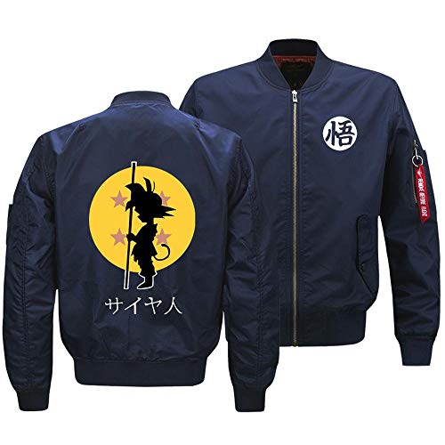 Vuelo Chaqueta Del Juego De Los Hombres De La Marea Marca DRAGON BALLZ LOGO Son Goku Impresión Del Béisbol Jersey Con Capucha Zip Capa Ocasional De Manga Larga - Adolescente Regalo Blue-XXXXXL