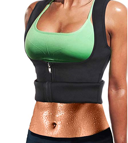 WABISABI DREAMS Chaleco Neopreno Sauna, Faja Adelgazante Mujer, Compresion Reductora para Conseguir una Sudoración efectiva para Deporte Fitness Negro (L)