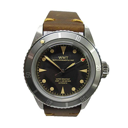 Walter Mitt Sea Diver Diver Acero Automático Miyota Negro Cuero Marron Reloj Unisex