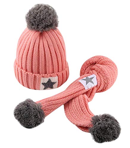 Wamvp Infantil bebé Sombrero y Bufandas de Punto otoño Invierno niños niñas Beanie Gorras Conjunto