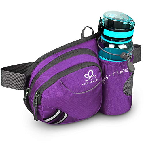 Waterfly Riñonera Running Deportiva Hombre Mujer con Soporte para Botellas Bolsa de Cintura para Correr Senderismo (Púrpura)