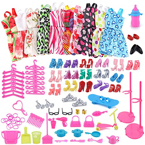 WENTS Accesorios muñecas Barbie Barbie Accesorios Ropa Zapatos y Accesorios para Las muñecas Barbie 114pcs