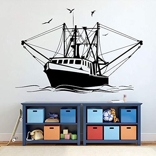 wZUN Barco de Pesca yate Pared calcomanía Barco Marino Mural Vinilo jardín de Infantes decoración de habitación de niños Mural 50X33cm