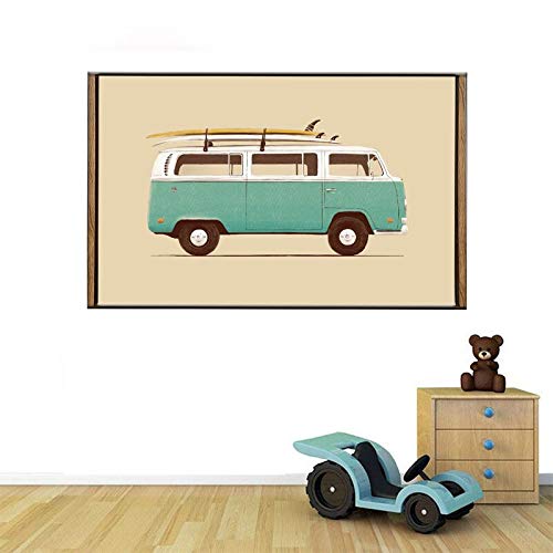 wZUN Minimalismo nórdico Moderno Pintura en Lienzo autobús y Coche impresión Digital póster Cuadro de Arte de Pared para Sala de Estar decoración del hogar 50x70cm