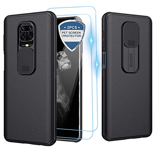 XCYYOO Funda para Redmi Note9 Pro/Note9 Pro MAX,[Protección de la cámara] [2 Pack Protector Pantalla ] Deslizante Cámara Proteger Ultra-Delgado PC Prueba Polvo Antideslizante Anti-arañazos Estuche