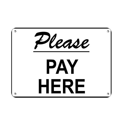 XIAOBAO - Cartel de metal vintage con texto en inglés "Please Pay Here", 20 x 30 cm