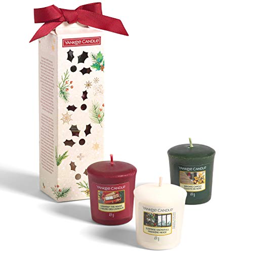 Yankee Candle - Juego de 3 velas votivas aromáticas navideñas