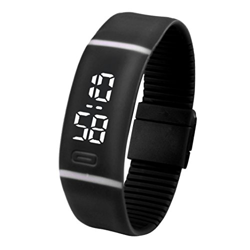 Yesmile Relojes❤️Reloj para Hombre de Goma LED para Mujer Fecha Reloj Deportivo Pulsera Reloj Digital (Negro)