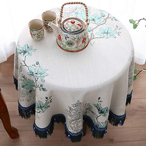 YUBIN 70 Pulgadas Redondo De La Navidad Mantel-Primavera Otoño Año Nuevo Ronda Camping Al Aire Libre De La Comida Campestre del Círculo Cubierta De Tabla,Azul Y Púrpura