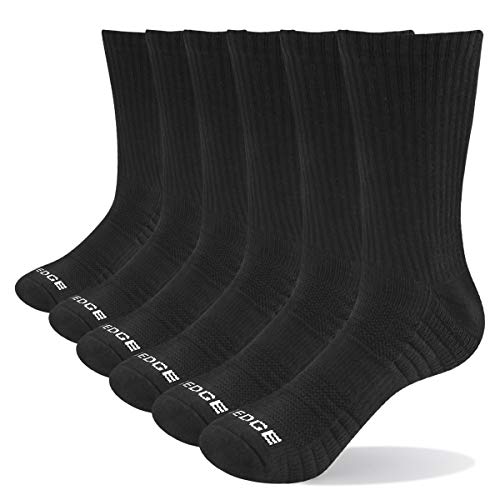 YUEDGE 6 Pares de Algodón Cushion Crew Calcetines Entrenamiento Senderismo Caminar Deportes Atléticos Calcetines para Hombres y Mujeres (XL)