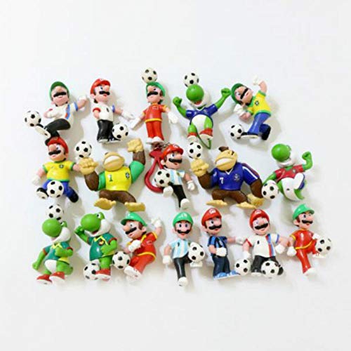 zdfgv 20 unids/Lote Sporting Marios Super Mario Bros Jugando fútbol niños Juguetes decoración de Coche Brinquedos Regalo de cumpleaños para niños 6-7cm