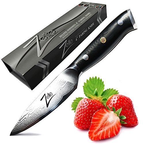 Zelite Infinity, Puntilla Cuchillo de 10 cm – Utensilios Cocina de Acero de Damasco Japonés AUS-10 de 67 Capas - Cuchillos Cocina con Afilado de Navaja, Excelente Consistencia de Corte