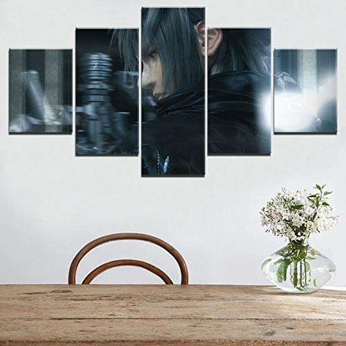 ZhuHZ Cuadro sobre Lienzo Cuadro en Lienzo Pintura Arte de la Pared Imágenes Marco para la decoración de la Sala 5 Panel Juego Final Fantasy Versus XIII Personaje Carteles Impresiones en Lienzo