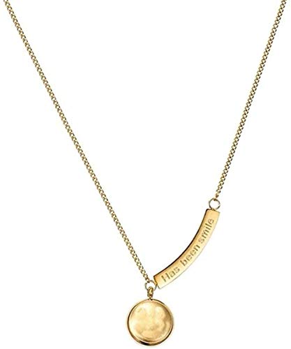 ZJJLWL Co.,ltd Collar de Acero Inoxidable 316L Collar de Mujer ¿Has Sido una Sonrisa Colgante Redondo Cadena de Ondas de Agua Metal Moda Femenina Clásico geométrico