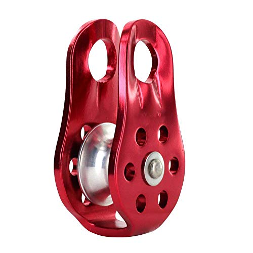 ZYCX123 Duradera aleación de Aluminio de Escalada única polea Multifuncional de Rescate Equipo de Seguridad Escalada de alimentación (Rojo)