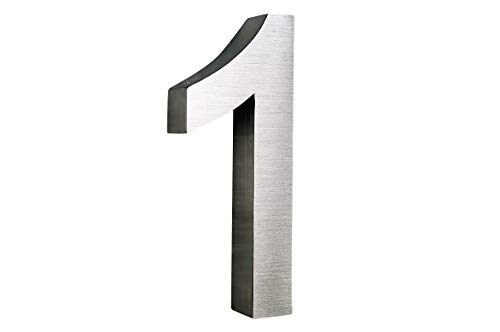 1 número de casa de acero inoxidable 3D Arial resistente a la intemperie, 20 cm de altura, 0 1 2 3 4 5 6 7 8 9 a b c d disponible (1 (20 cm de alto)