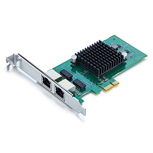 10Gtek® Tarjeta de Red Gigabit PCIE E1G42ET - Intel 82576 Chip, Dual RJ45 Puertos, 1Gbit PCI Express Ethernet LAN Card, 10/100/1000Mbps Nic para Windows Server, Win8, 10, XP, Linux