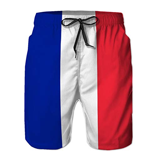 12 Hombres Pantalones Cortos de Playa de Secado rápido de Verano Pantalones Cortos de Tablero Bandera Francia Textura Cerrar Bandera XXL