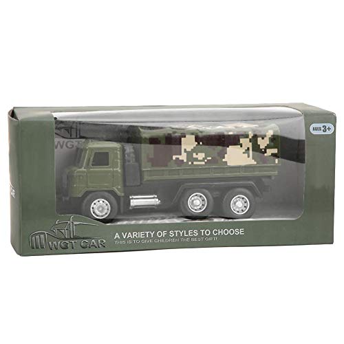 1:43 Escala Modelo de vehículo de transporte militar Aleación Coche Figura de acción Camión militar Tire hacia atrás Modelo de coche Juguete Simulación Manualidades Miniatura Decoración (camión)