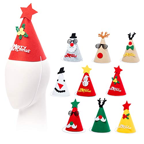 15 Gorros de Fiesta de Navidad para Niños y Adultos| Fieltro Premium, Reutilizable, Ecológico| Árbol Papá Noel Renos y Más| Sombreros Disfraz de Navidad Divertido para Fiestas en Casa, Oficina.