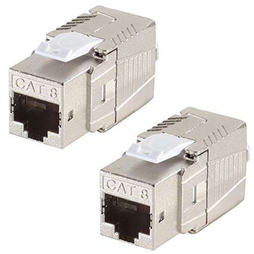 1aTTack.de 2 x Cat 8-2 x Keystone RJ45 sin herramientas CAT8 Key Stone blindado, carcasa de metal de 40 Gbits, compatible con Cat5, Cat6, Cat7, 2 unidades Cat8, Keystone