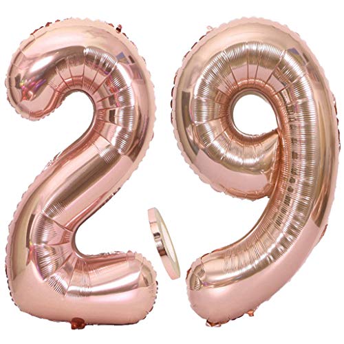 2 Globos Número 29 Oro Rosa, Ouceanwin Gigante Foil Globos Numeros 29 Grande Globo de Papel de Alumini, 40" Globo Inflable Helio para Decoraciones de Fiesta de Cumpleaños 29 Años Señoras (100cm)