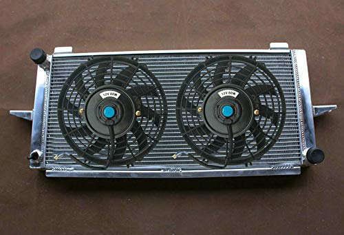 4ROW Radiador de aluminio + FAN Para Ford RS 2000 Escort MK VI VII/Sierra RS500 Cosworth 4X4 2.0L 16V 1985-1998 MT